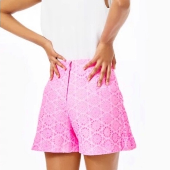 NWT Lilly Pulitzer Faye Skort Capri Coral Seersucker - Picture 2 of 6